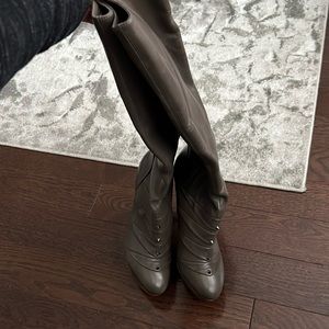 Leather knee high boots